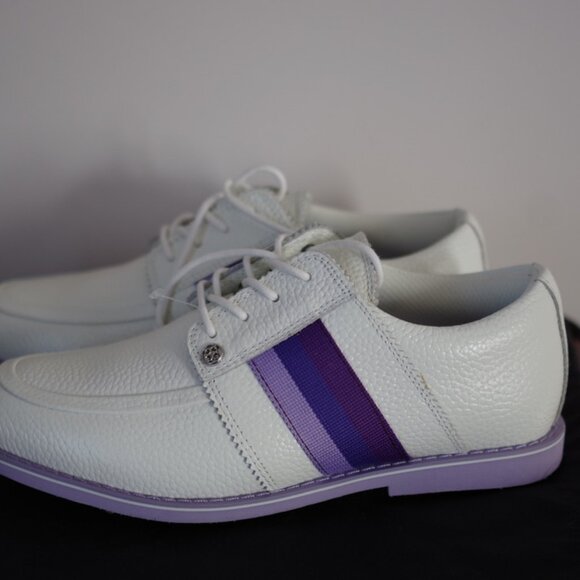 G/Fore Grosgrain Brogue Gallivanter Golf Ivory purple ladies shoes size 7,5 - Picture 8 of 9